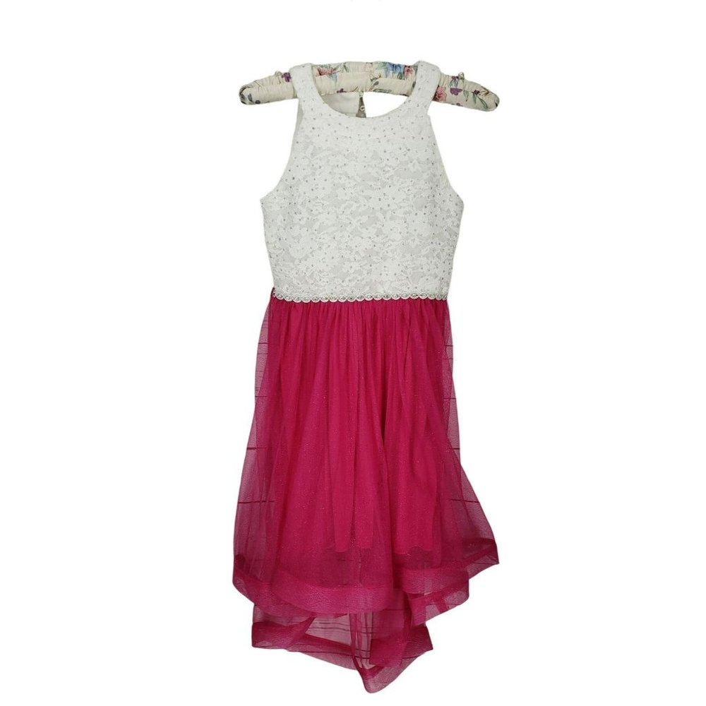 Speechless Girls‎ Pink White Lace High Low Tulle Dress Size 10